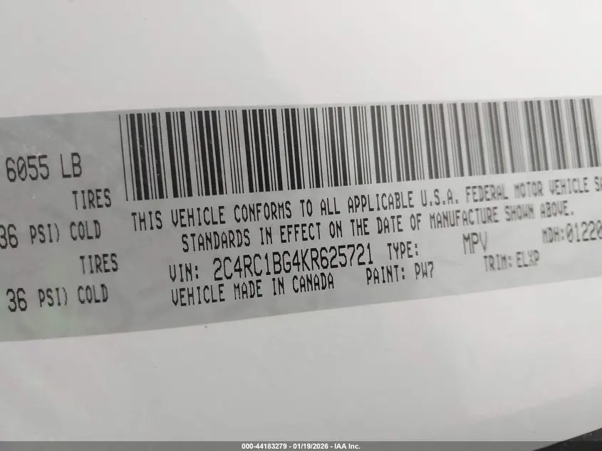 2019 CHRYSLER PACIFICA TOURING L