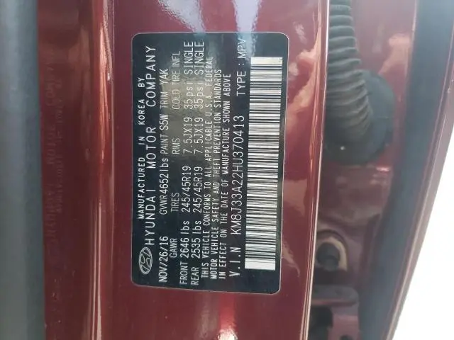 2017 HYUNDAI TUCSON LIMITED  