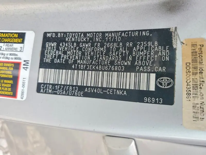 2011 TOYOTA CAMRY LE  