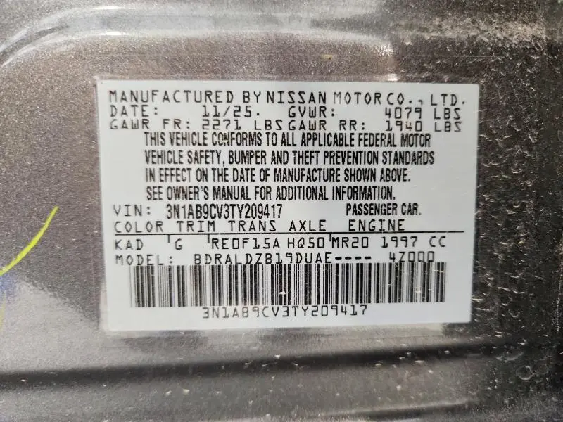 2026 NISSAN SENTRA SV  