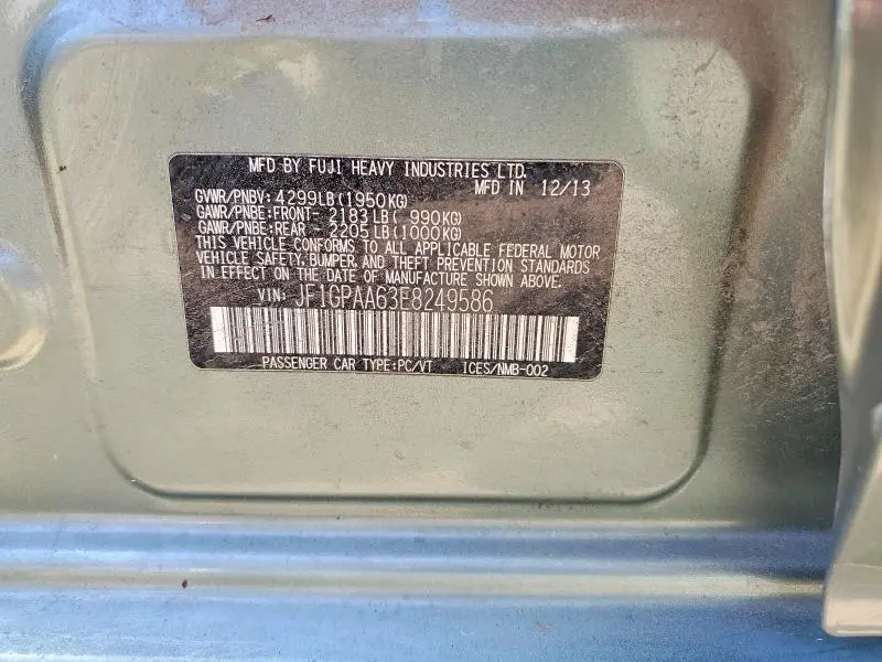 2014 SUBARU IMPREZA   