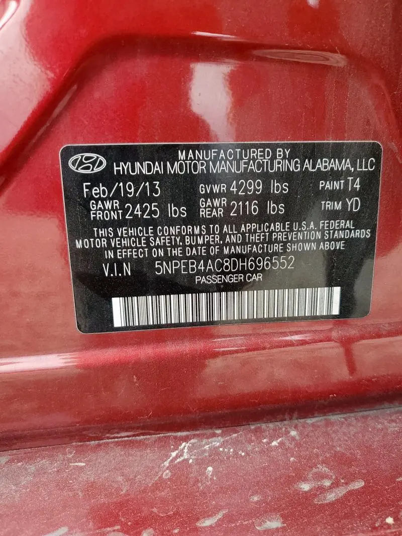 2013 HYUNDAI SONATA GLS  