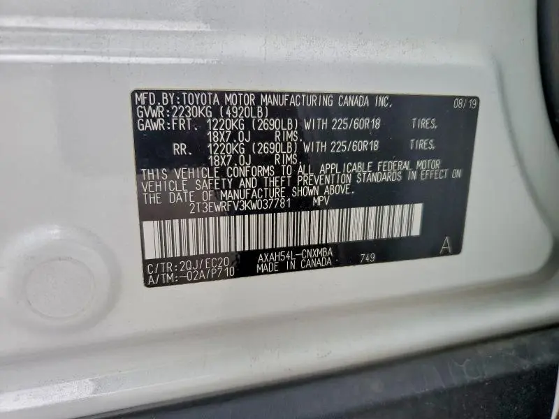 2019 TOYOTA RAV4 XSE  