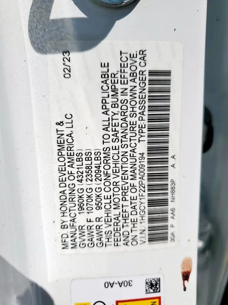 2023 HONDA ACCORD LX  