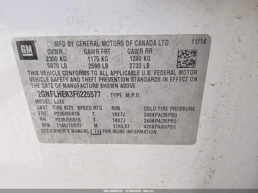 2015 CHEVROLET EQUINOX LTZ