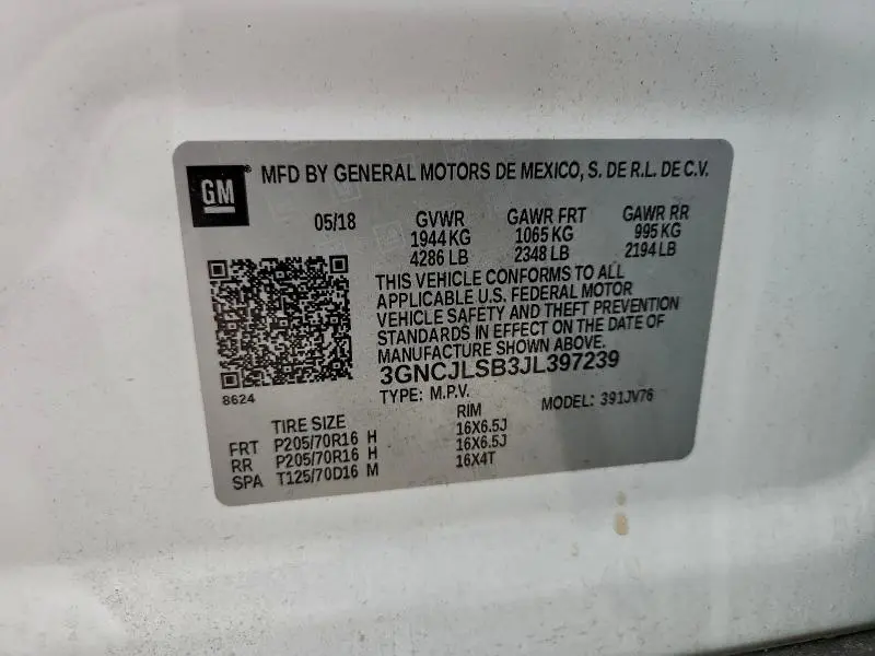 2018 CHEVROLET TRAX 1LT  