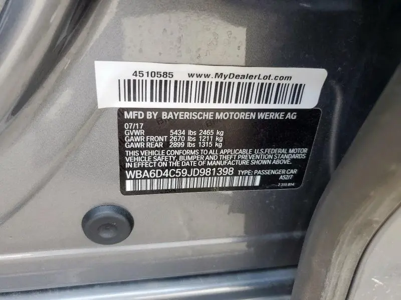 2018 BMW 650 I GRAN COUPE