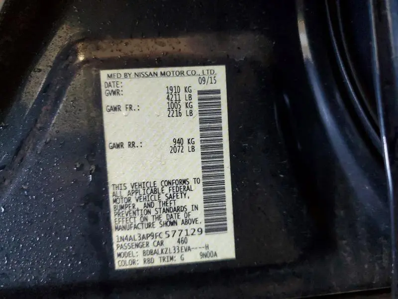 2015 NISSAN ALTIMA 2.5  