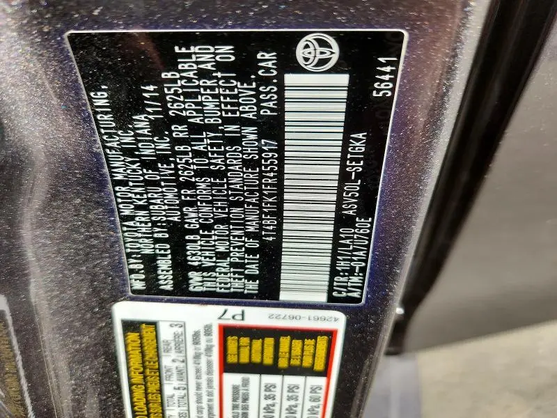 2015 TOYOTA CAMRY XLE  