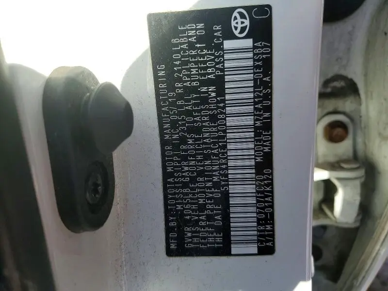 2020 TOYOTA COROLLA SE  