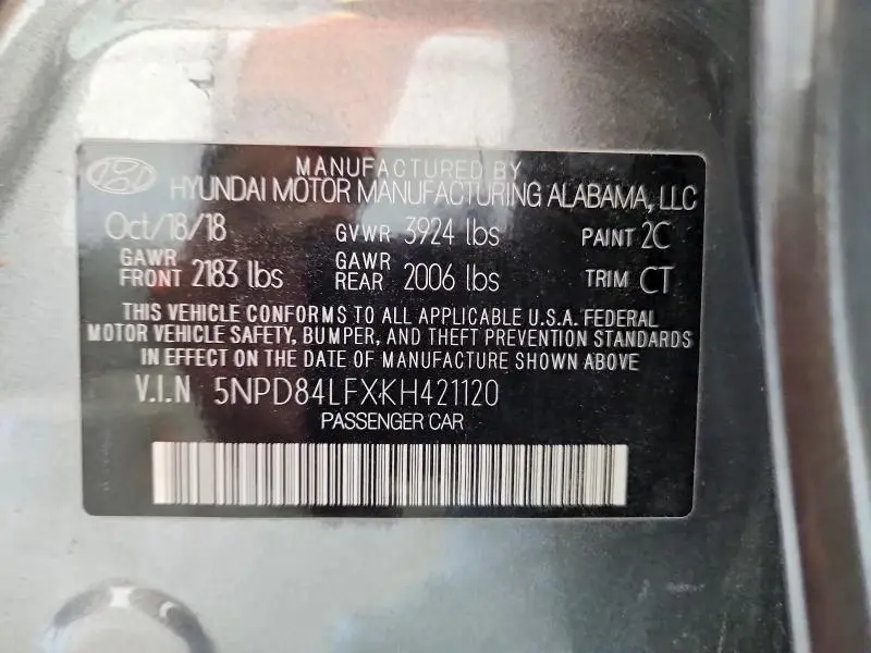 2019 HYUNDAI ELANTRA SEL  