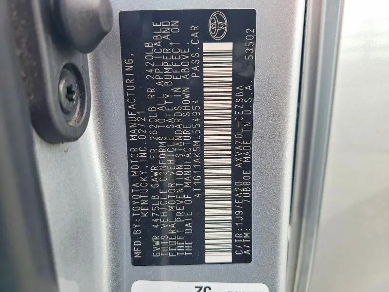 2021 TOYOTA CAMRY SE  