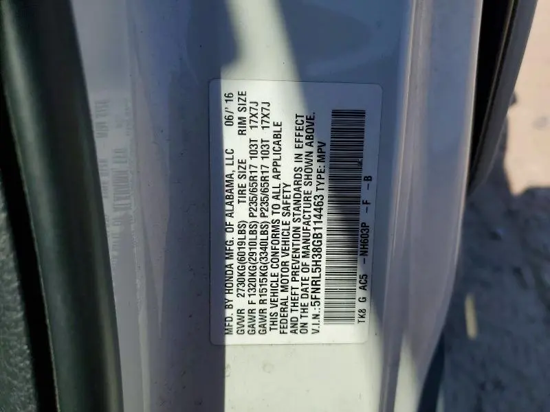 2016 HONDA ODYSSEY SE  