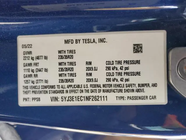 2022 TESLA MODEL 3
