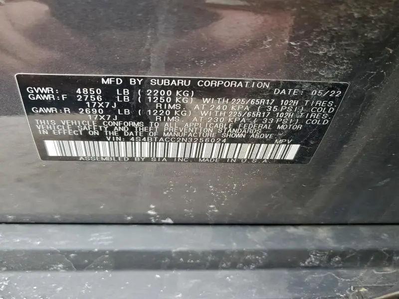 2022 SUBARU OUTBACK PREMIUM  