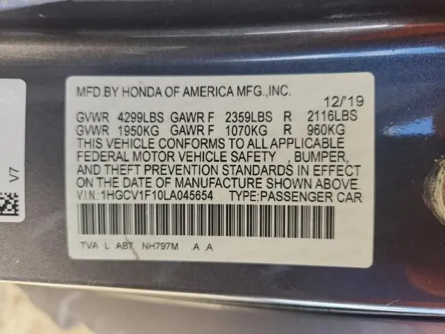 2020 HONDA ACCORD LX  