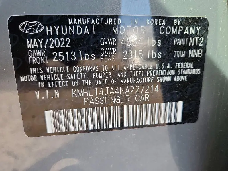 2022 HYUNDAI SONATA SEL  