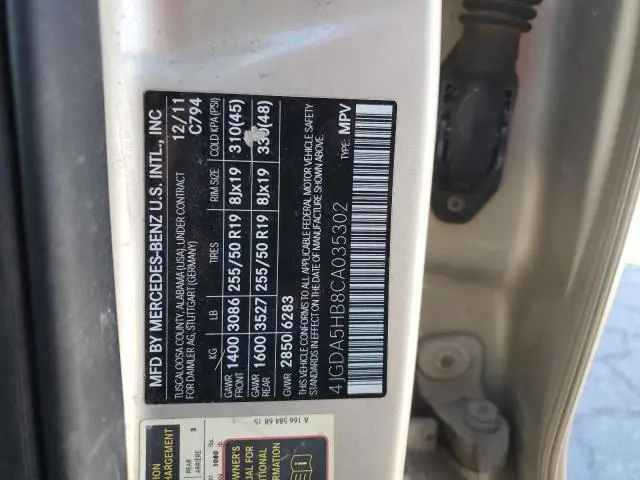 2012 MERCEDES-BENZ ML 350 4MATIC  