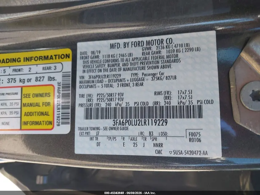 2020 FORD FUSION HYBRID SE
