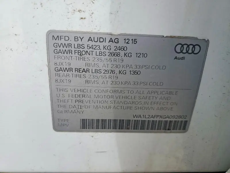 2016 AUDI Q5 PREMIUM PLUS  
