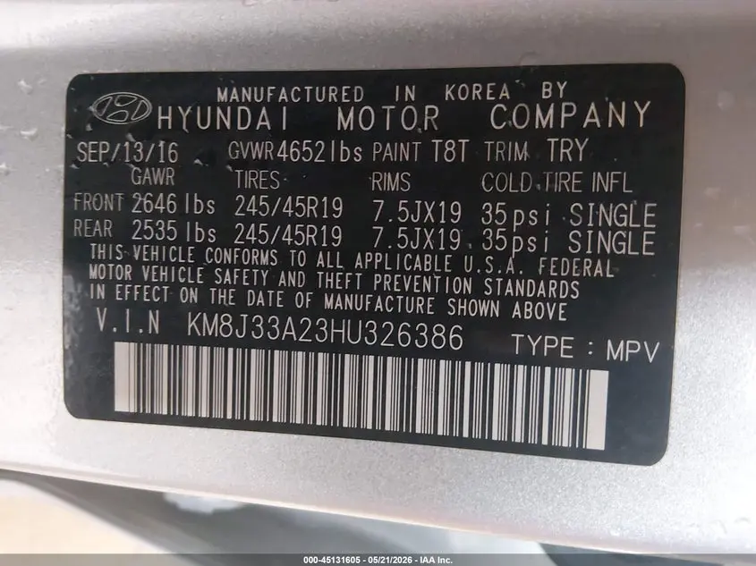 2017 HYUNDAI TUCSON LIMITED