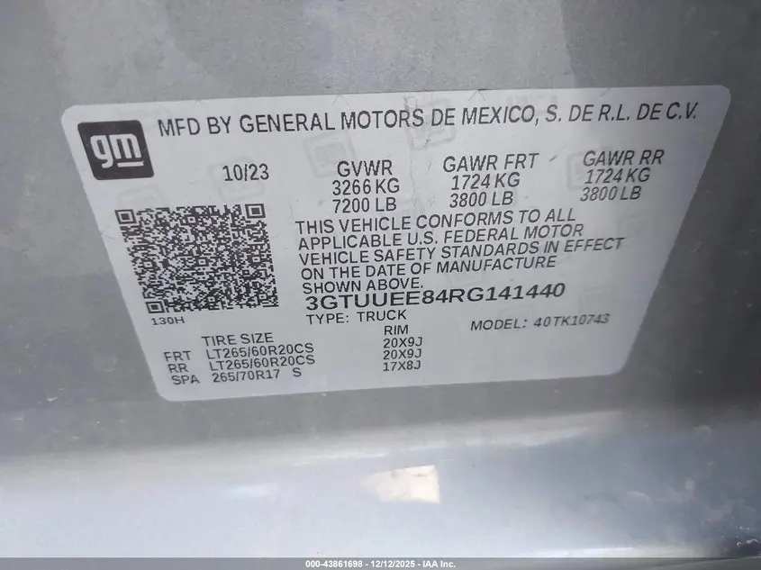2024 GMC SIERRA 1500 4WD  STANDARD BOX AT4