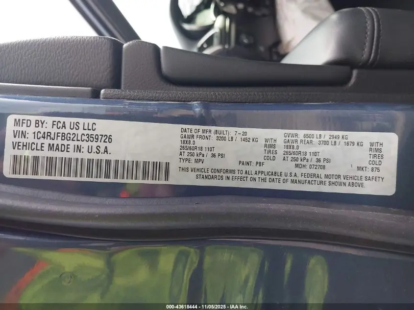 2020 JEEP GRAND CHEROKEE LIMITED 4X4