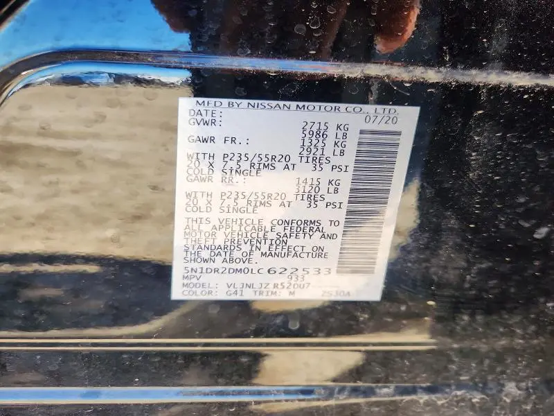 2020 NISSAN PATHFINDER PLATINUM  