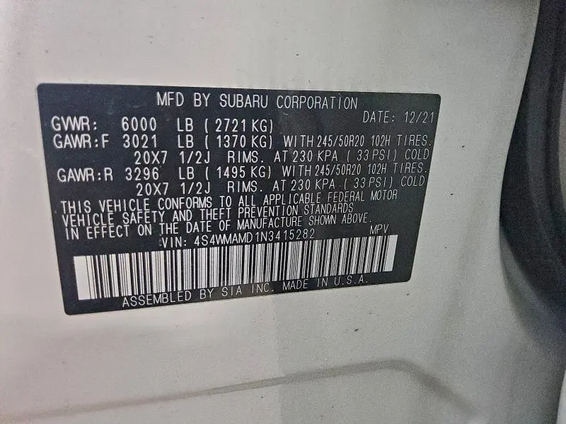 2022 SUBARU ASCENT LIMITED  