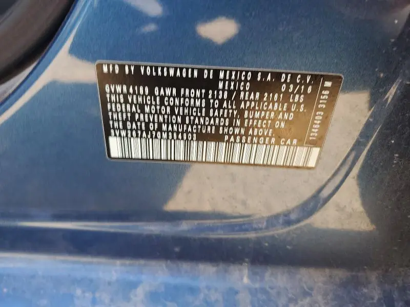 2016 VOLKSWAGEN JETTA S  