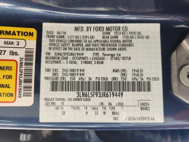 2018 LINCOLN MKZ RESERVE  