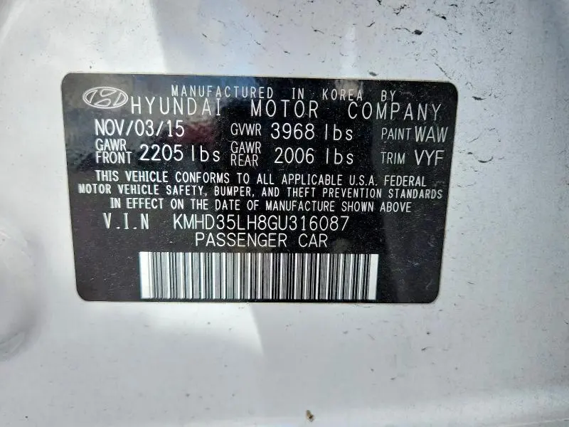 2016 HYUNDAI ELANTRA GT BASE  