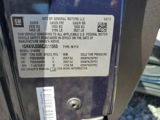 2012 CHEVROLET TRAVERSE LTZ  