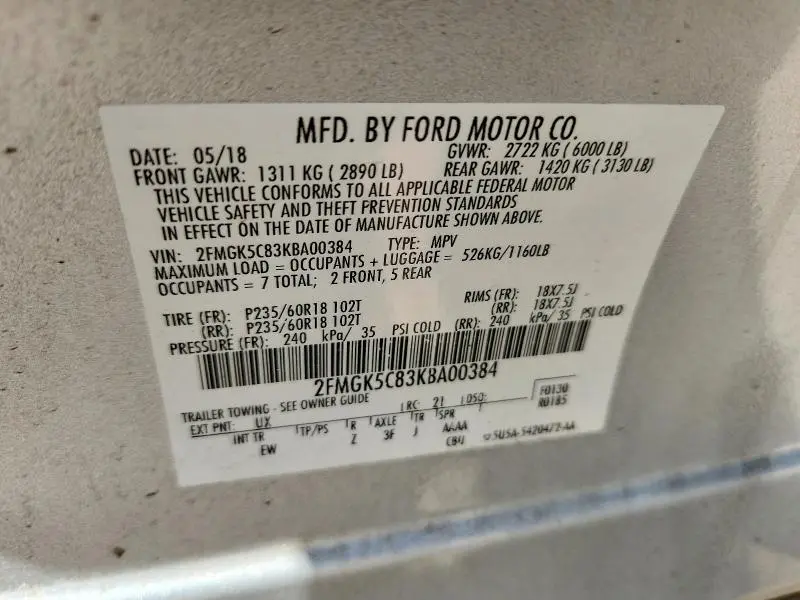 2019 FORD FLEX SEL  