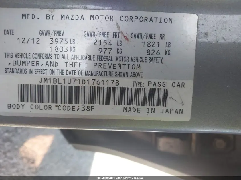 2013 MAZDA MAZDA3 I SPORT