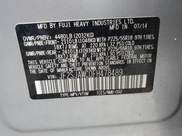 2015 SUBARU FORESTER 2.5I TOURING  