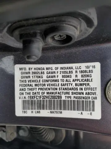 2017 HONDA CIVIC EX  