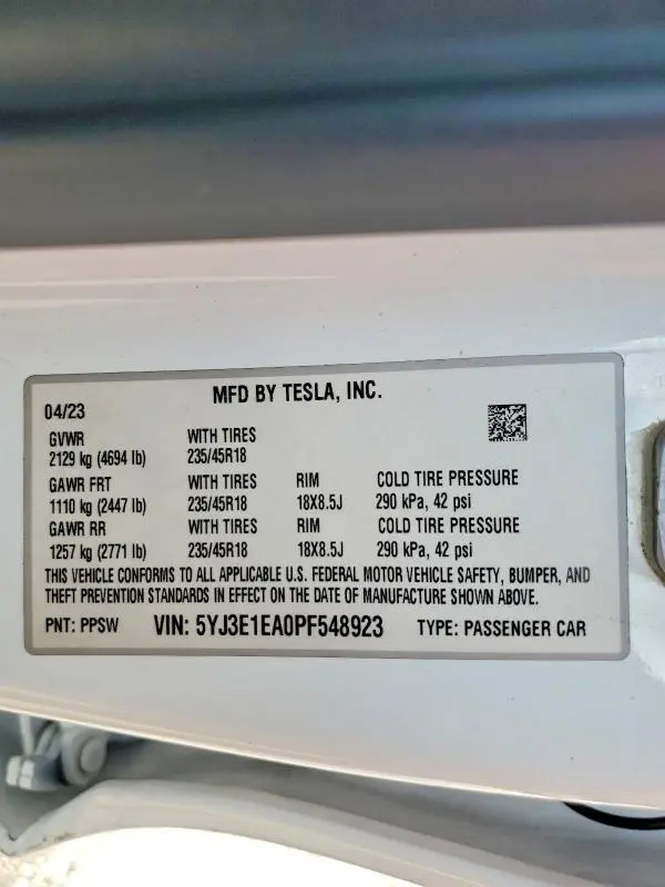 2023 TESLA MODEL 3   