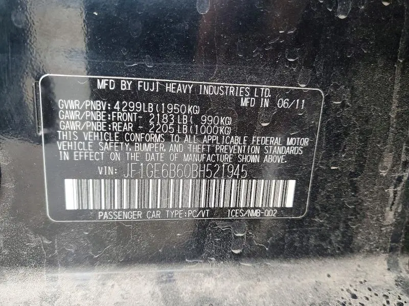 2011 SUBARU IMPREZA   