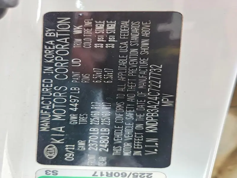 2012 KIA SPORTAGE LX  