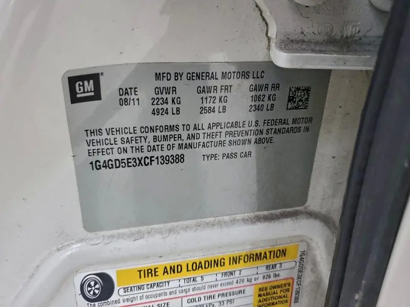 2012 BUICK LACROSSE PREMIUM  