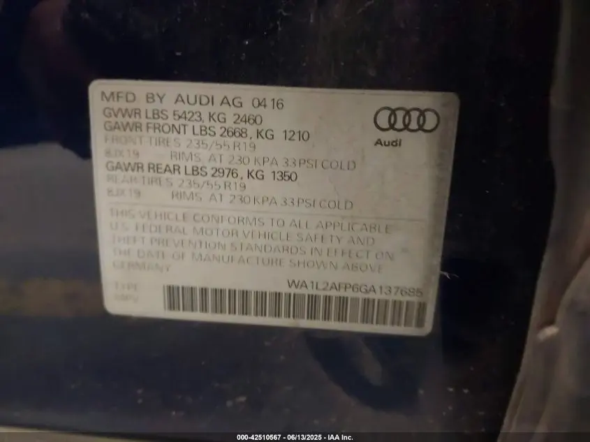 2016 AUDI Q5 2.0T PREMIUM