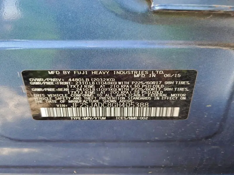 2016 SUBARU FORESTER 2.5I PREMIUM  