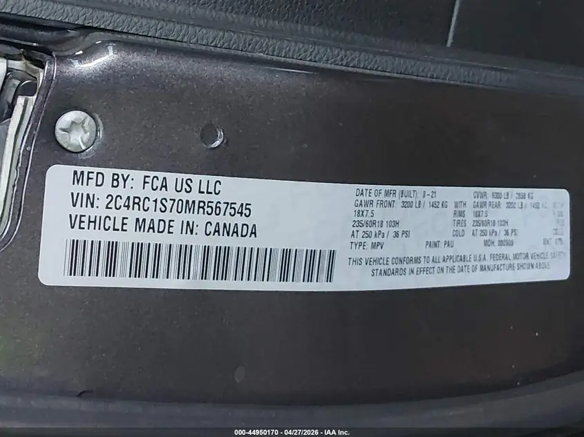 2021 CHRYSLER PACIFICA HYBRID LIMITED