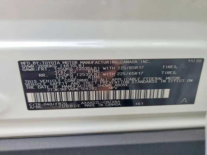 2021 TOYOTA RAV4 LE  