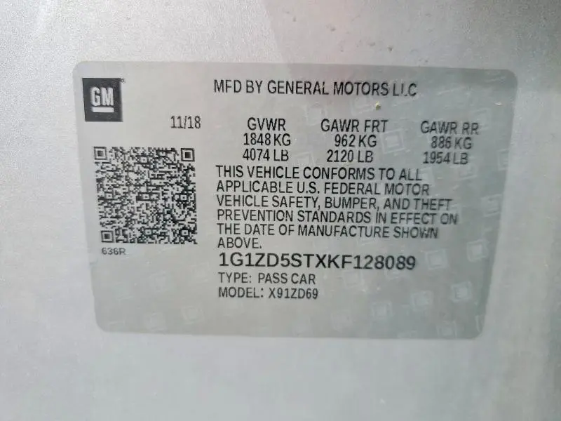 2019 CHEVROLET MALIBU LT  