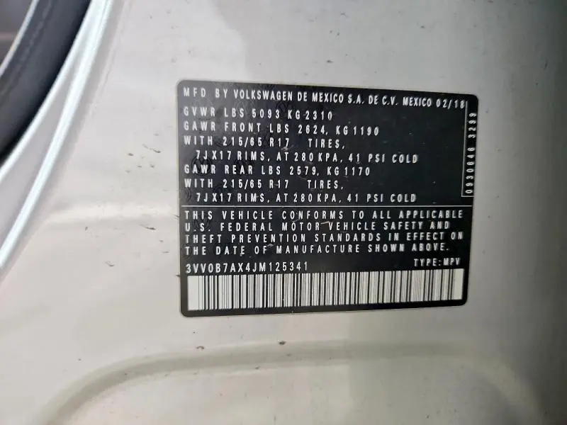 2018 VOLKSWAGEN TIGUAN S  