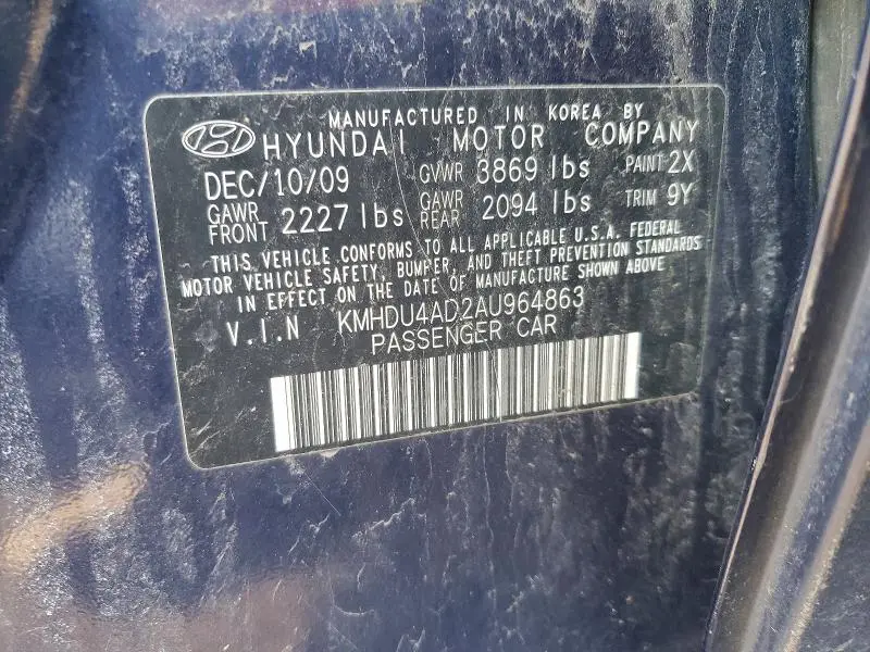 2010 HYUNDAI ELANTRA GLS  