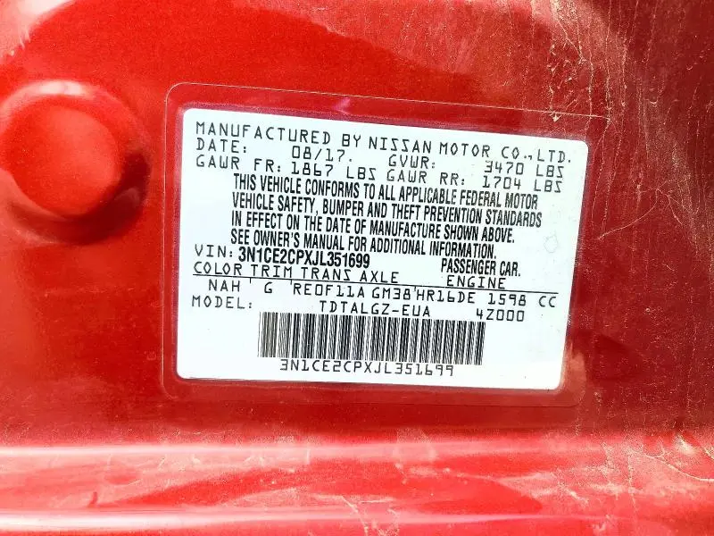 2018 NISSAN VERSA NOTE SR  