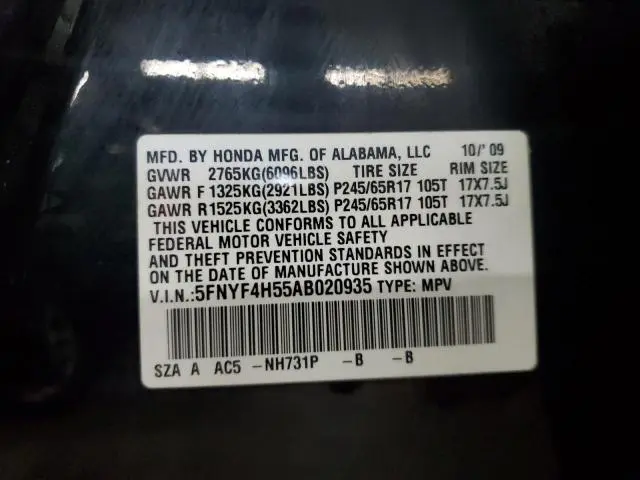 2010 HONDA PILOT EXL